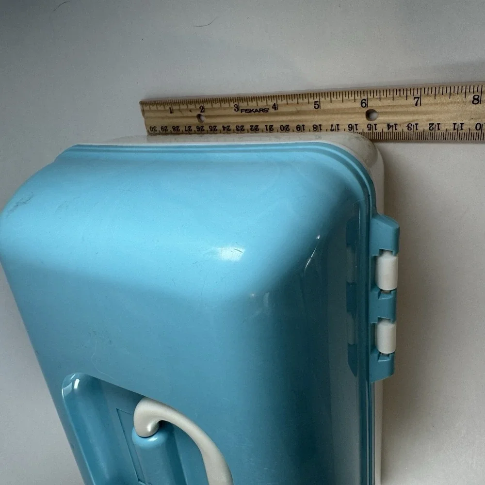 Vintage Caboodles Makeup Case Blue White 90s Cosmetic Organizer Mirror Latch Box